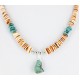 Certified Authentic Navajo .925 Sterling Silver Turquoise Turquoise Spiny Oyster and Graduated Heishi Native American Necklace 16061
