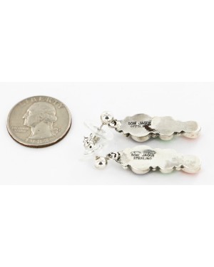 Certified Authentic Handmade Navajo .925 Sterling Silver Dangle Natural Sugilite Gaspeite Spiny Oyster Native American Earrings 27165-3