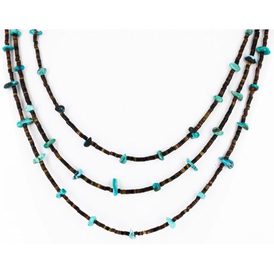Certified Authentic 3 Strand Navajo .925 Sterling Silver  Turquoise Native American Necklace 16058