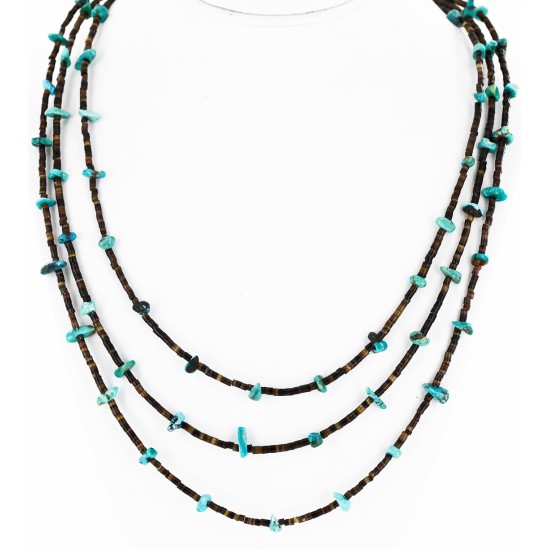 Certified Authentic 3 Strand Navajo .925 Sterling Silver  Turquoise Native American Necklace 16058