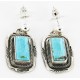 Certified Authentic Handmade Navajo .925 Sterling Silver Dangle Native American Earrings Natural Turquoise 27167-3