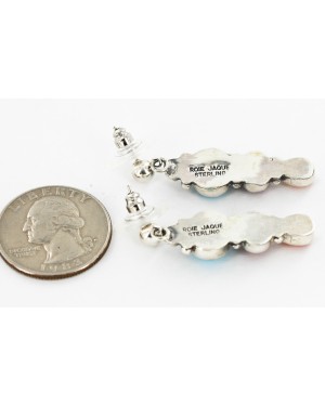 Certified Authentic Handmade Navajo .925 Sterling Silver Dangle Natural Turquoise Coral Spiny Oyster Native American Earrings 27165-1