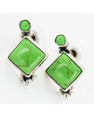 Certified Authentic Handmade Navajo .925 Sterling Silver Stud Native American Earrings Natural Gaspeite 27167-7