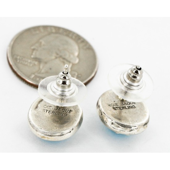 Certified Authentic Handmade Navajo .925 Sterling Silver Stud Native American Earrings Natural Turquoise 27169-2