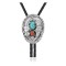 Flower Leaf .925 Sterling Silver Certified Authentic Handmade Navajo Native American Natural Turquoise Coral Bolo Tie 34337