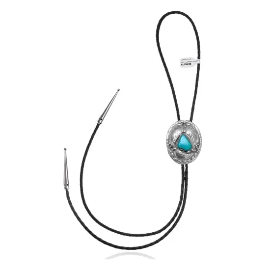 Leaf .925 Sterling Silver Handmade Navajo Native American Natural Turquoise Bolo Tie 34339 Leaf .925 Sterling Silver Handmade Navajo Native American Natural Turquoise Bolo Tie 34339