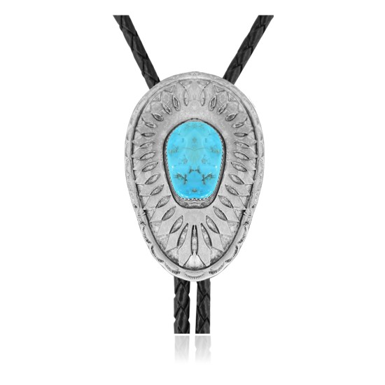 Sun .925 Sterling Silver Certified Authentic Handmade Navajo Native American Natural Turquoise Bolo Tie 34341 Sun .925 Sterling Silver Certified Authentic Handmade Navajo Native American Natural Turquoise Bolo Tie 34341