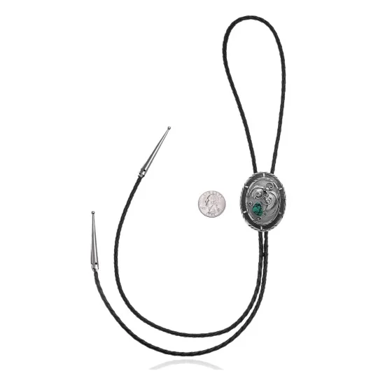 Leaf .925 Sterling Silver Handmade Navajo Native American Natural Turquoise Bolo Tie 34342 Leaf .925 Sterling Silver Handmade Navajo Native American Natural Turquoise Bolo Tie 34342