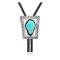 Wave .925 Sterling Silver Certified Authentic Handmade Navajo Native American Natural Turquoise Bolo Tie 34350