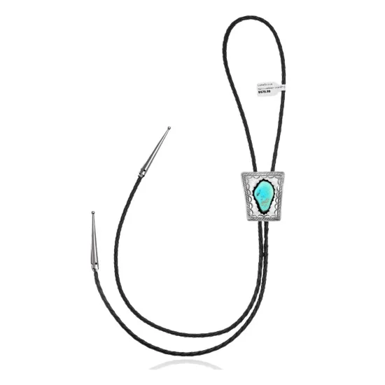 Wave .925 Sterling Silver Handmade Navajo Native American Natural Turquoise Bolo Tie 34350 Wave .925 Sterling Silver Handmade Navajo Native American Natural Turquoise Bolo Tie 34350