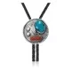 Leaf .925 Sterling Silver Handmade Navajo Native American Natural Turquoise Coral Bolo Tie 34351