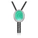 Swirl .925 Sterling Silver Certified Authentic Handmade Navajo Native American Natural Turquoise Bolo Tie 34352
