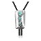 Wave .925 Sterling Silver Certified Authentic Handmade Navajo Native American Natural Turquoise Bolo Tie 34353