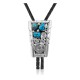 Swirl .925 Sterling Silver Certified Authentic Handmade Navajo Native American Natural Turquoise Bolo Tie 34354