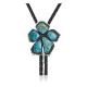 Flower .925 Sterling Silver Handmade Navajo Native American Natural Turquoise Bolo Tie 34356