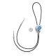 Leaf Swirl .925 Sterling Silver Certified Authentic Handmade Navajo Native American Natural Turquoise Bolo Tie 34366