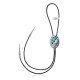 Flower Leaf .925 Sterling Silver Certified Authentic Handmade Navajo Native American Natural Turquoise Bolo Tie 34368