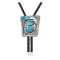 Flower Leaf .925 Sterling Silver Handmade Navajo Native American Natural Turquoise Bolo Tie 34369