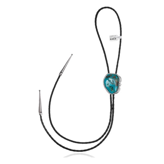 Feather .925 Sterling Silver Certified Authentic Handmade Navajo Native American Natural Turquoise Bolo Tie 34374 Feather .925 Sterling Silver Certified Authentic Handmade Navajo Native American Natural Turquoise Bolo Tie 34374