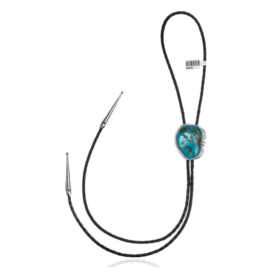Feather .925 Sterling Silver Certified Authentic Handmade Navajo Native American Natural Turquoise Bolo Tie 34374 Feather .925 Sterling Silver Certified Authentic Handmade Navajo Native American Natural Turquoise Bolo Tie 34374