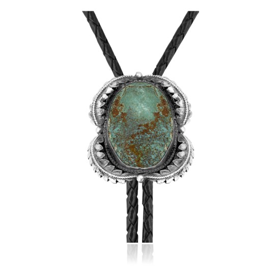 Leaf .925 Sterling Silver Certified Authentic Handmade Navajo Native American Natural Turquoise Bolo Tie 34376 Leaf .925 Sterling Silver Certified Authentic Handmade Navajo Native American Natural Turquoise Bolo Tie 34376