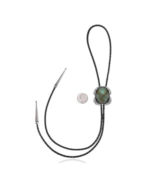 Leaf .925 Sterling Silver Certified Authentic Handmade Navajo Native American Natural Turquoise Bolo Tie 34376 Leaf .925 Sterling Silver Certified Authentic Handmade Navajo Native American Natural Turquoise Bolo Tie 34376