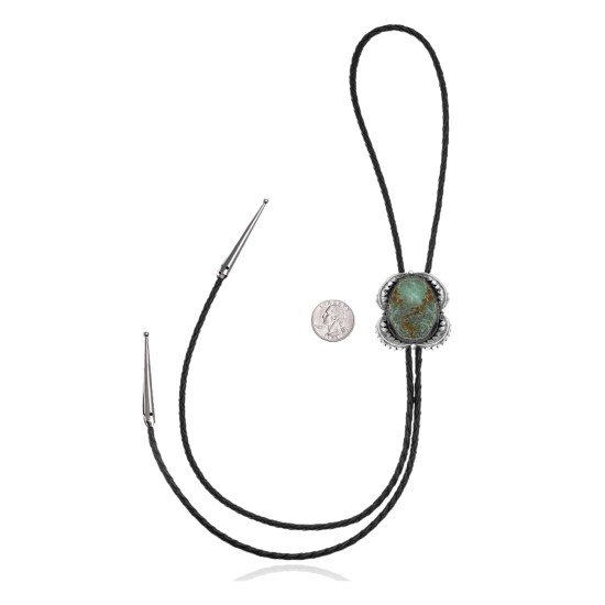 Leaf .925 Sterling Silver Certified Authentic Handmade Navajo Native American Natural Turquoise Bolo Tie 34376 Leaf .925 Sterling Silver Certified Authentic Handmade Navajo Native American Natural Turquoise Bolo Tie 34376