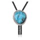 Wave .925 Sterling Silver Certified Authentic Handmade Navajo Native American Natural Turquoise Bolo Tie 34379