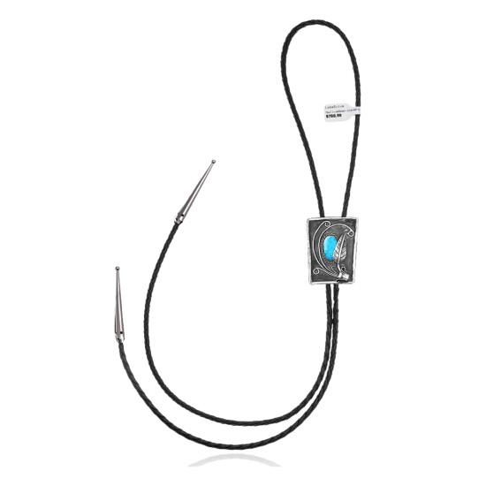 Leaf .925 Sterling Silver Certified Authentic Handmade Navajo Native American Natural Turquoise Bolo Tie 34380 Leaf .925 Sterling Silver Certified Authentic Handmade Navajo Native American Natural Turquoise Bolo Tie 34380