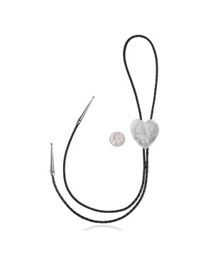 Heart .925 Sterling Silver Certified Authentic Handmade Navajo Native American Bolo Tie 34300 Heart .925 Sterling Silver Certified Authentic Handmade Navajo Native American Bolo Tie 34300