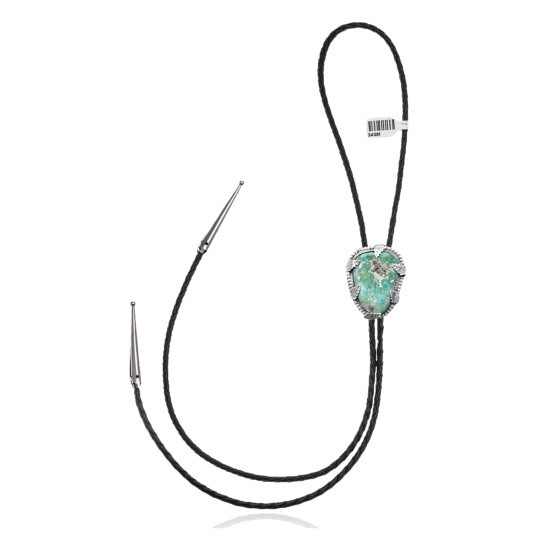 Leaf .925 Sterling Silver Certified Authentic Handmade Navajo Native American Natural Turquoise Bolo Tie 34381 Leaf .925 Sterling Silver Certified Authentic Handmade Navajo Native American Natural Turquoise Bolo Tie 34381