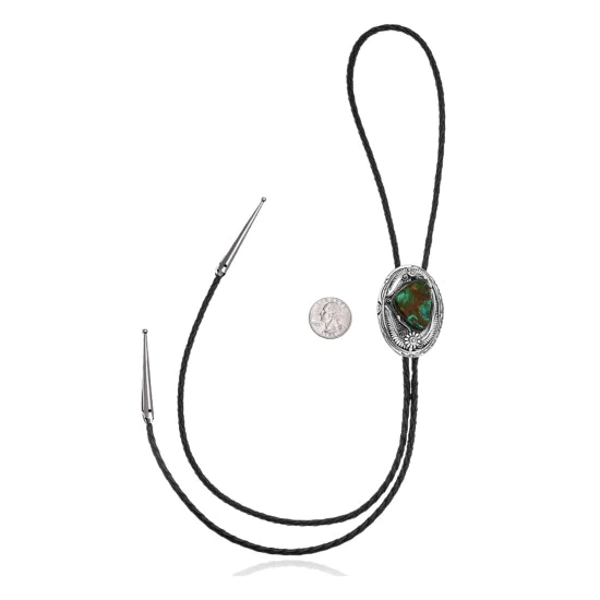 Flower Leaf .925 Sterling Silver Handmade Navajo Native American Natural Turquoise Bolo Tie 34386 Flower Leaf .925 Sterling Silver Handmade Navajo Native American Natural Turquoise Bolo Tie 34386