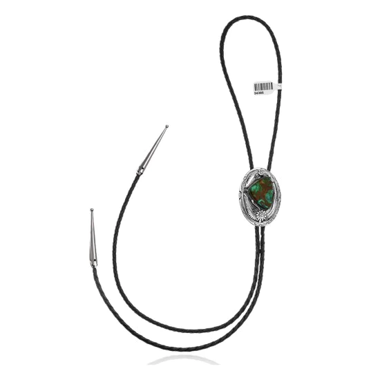 Flower Leaf .925 Sterling Silver Handmade Navajo Native American Natural Turquoise Bolo Tie 34386 Flower Leaf .925 Sterling Silver Handmade Navajo Native American Natural Turquoise Bolo Tie 34386