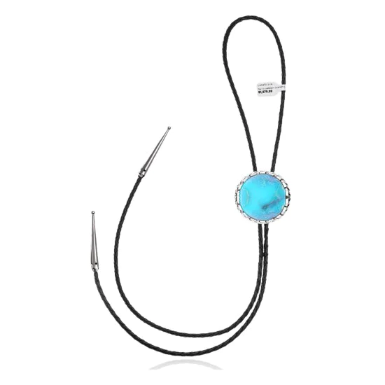Wave .925 Sterling Silver Handmade Navajo Native American Natural Turquoise Bolo Tie 34387 Wave .925 Sterling Silver Handmade Navajo Native American Natural Turquoise Bolo Tie 34387