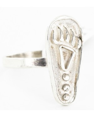 .925 Sterling Silver Handmade Bear paw Certified Authentic Navajo Native American Ring  26104-1