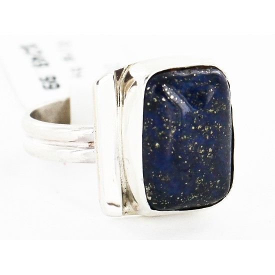 .925 Sterling Silver Handmade Certified Authentic Navajo Natural Lapis Native American Ring  26103-3