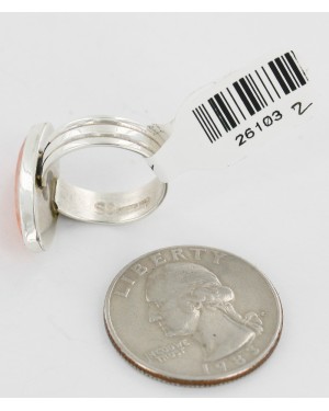 .925 Sterling Silver Handmade Certified Authentic Navajo Natural Spiny Oyster Native American Ring  26103-2