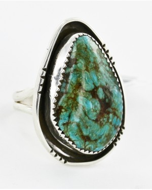 .925 Sterling Silver Handmade Certified Authentic Navajo Natural Turquoise Native American Ring  16997-1