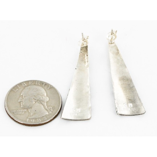 .925 Sterling Silver Handmade Certified Authentic Navajo Stud Native American Earrings 27177-2