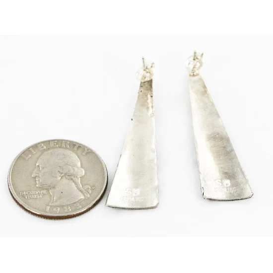 .925 Sterling Silver Handmade Navajo Stud Native American Earrings 27177-2