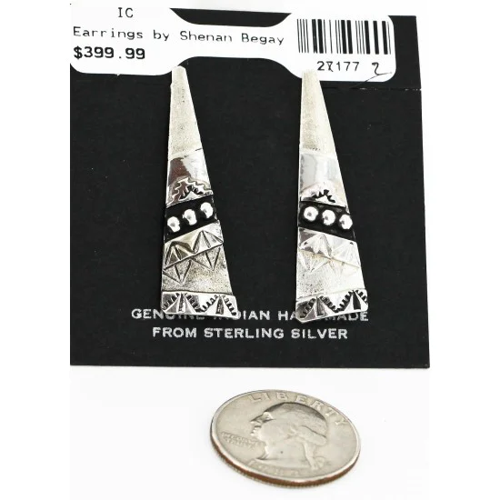 .925 Sterling Silver Handmade Navajo Stud Native American Earrings 27177-2