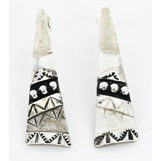 .925 Sterling Silver Handmade Certified Authentic Navajo Stud Native American Earrings 27177-2