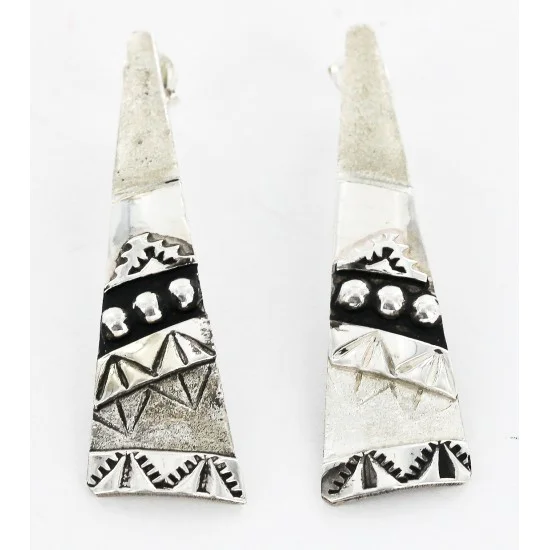 .925 Sterling Silver Handmade Navajo Stud Native American Earrings 27177-2