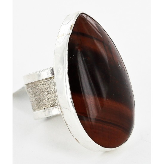 .925 Sterling Silver Handmade Drop Certified Authentic Navajo Natural Tigers Eye Native American Ring  26106