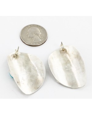 .925 Sterling Silver Handmade KOKOPELI Certified Authentic Navajo Natural Turquoise Stud Native American Earrings 27174-2