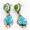 Handmade Navajo .925 Sterling Silver Dangle Native American Earrings Natural Turquoise Gaspeite 27164 Handmade Navajo .925 Sterling Silver Dangle Native American Earrings Natural Turquoise Gaspeite 27164