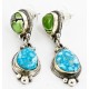 Certified Authentic Handmade Navajo .925 Sterling Silver Dangle Native American Earrings Natural Turquoise Gaspeite 27164