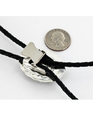 Handmade Certified Authentic Navajo .925 Sterling Silver Natural Black Onyx Native American Bolo Tie  24407-2