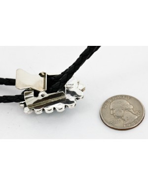 Handmade Certified Authentic Navajo .925 Sterling Silver Natural Turquoise Native American Bolo Tie 24406-3 Handmade Certified Authentic Navajo .925 Sterling Silver Natural Turquoise Native American Bolo Tie 24406-3