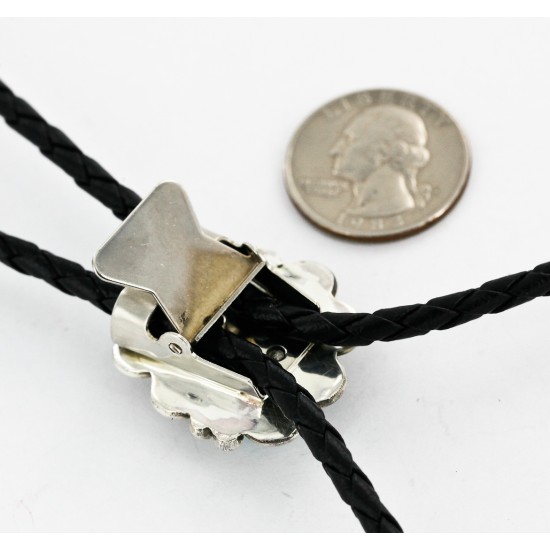 Handmade Certified Authentic Navajo .925 Sterling Silver Natural Turquoise Native American Bolo Tie  24406-4